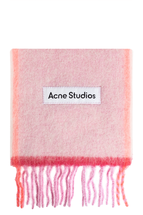 Acne Studios ロゴジャカードスカーフ(レッド&ピンク) Pink Scarf with logo Acne Studios - SchaferandweinerShops Guam
